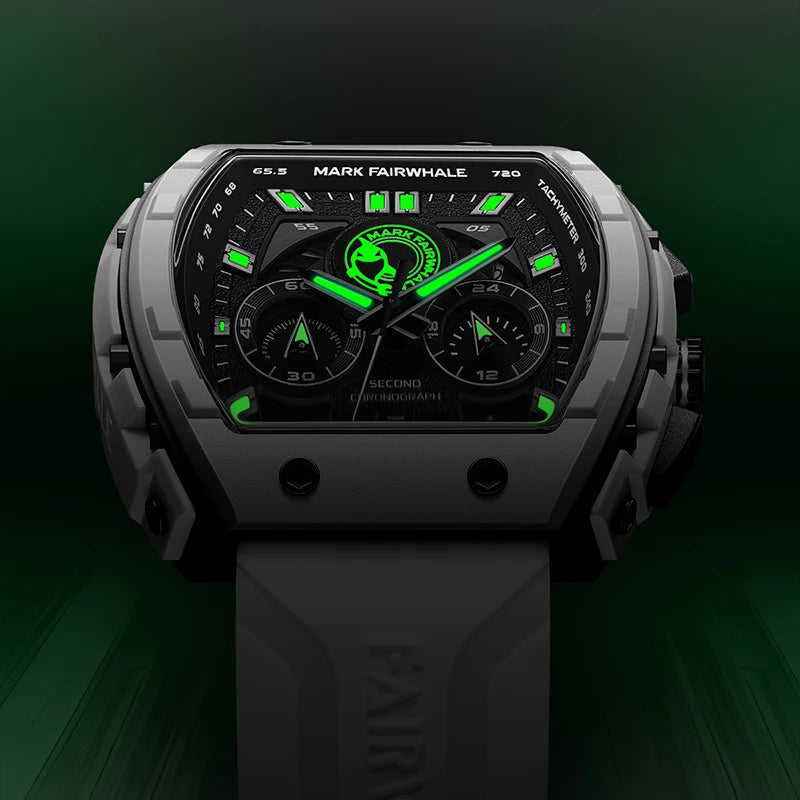 Men's Mark Fairwhale Premium Chronograph Watch - Bold Tonneau Design with Luminous Dial