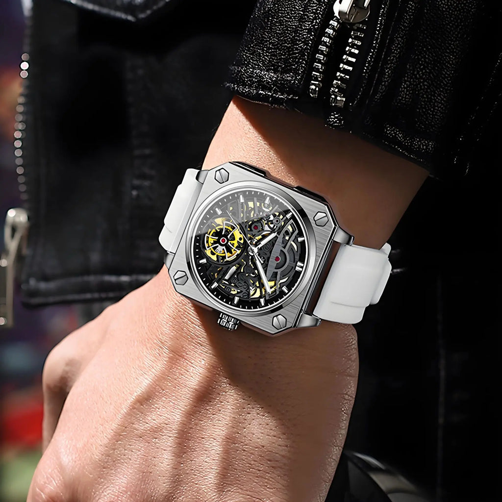 Precision You Can See – Automatic Skeleton Watch with Sleek Stainless Steel Finish
