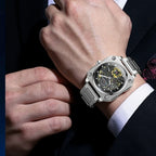 Precision You Can See – Automatic Skeleton Watch with Sleek Stainless Steel Finish