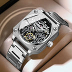 Precision You Can See – Automatic Skeleton Watch with Sleek Stainless Steel Finish